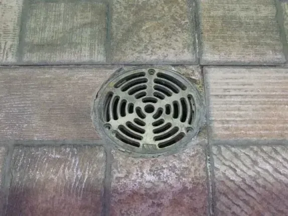 Floor drain grate, the first place a sewer backup tends to show